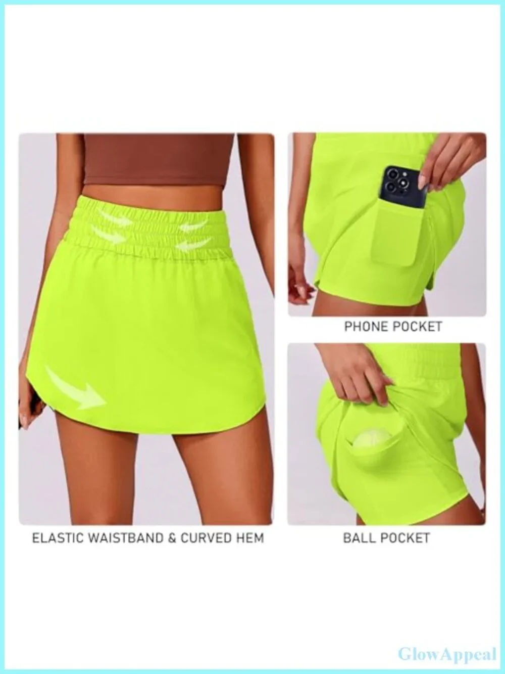 Women's High Waisted Golf Skort with Pockets, A-Line Curved Hem, Built-in Shorts
